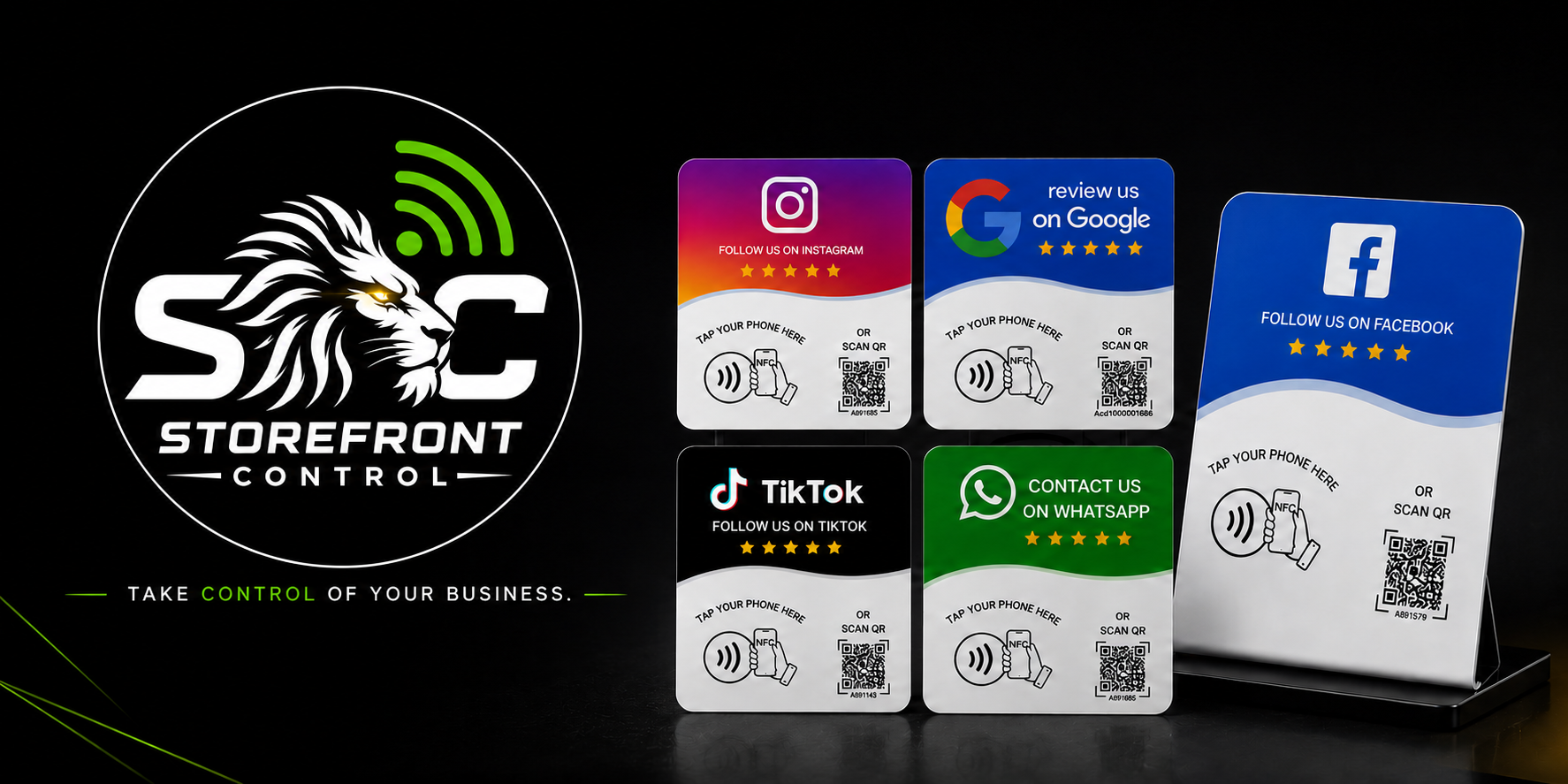 StoreFrontControl NFC and QR product range